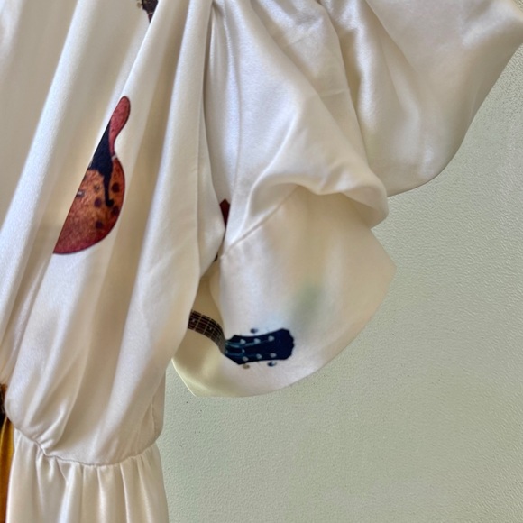 SILVIA TCHERASSI Tortoreto Guitar Silk Maxi Bow Dress White Sz XS - Picture 7 of 12